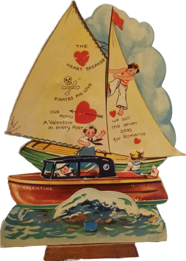 Mechanical Valentine card sell boat and motorboat