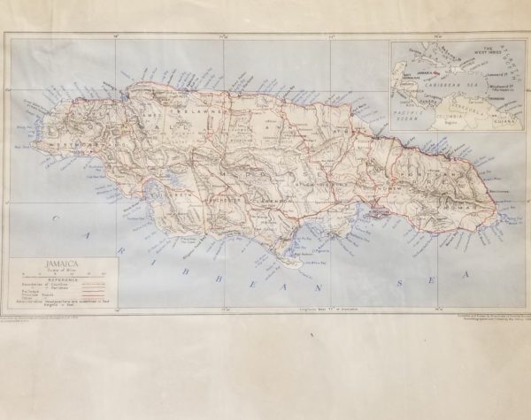 Vintage map of Jamaica