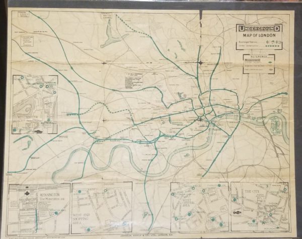 Vintage map of London Underground circa 1919