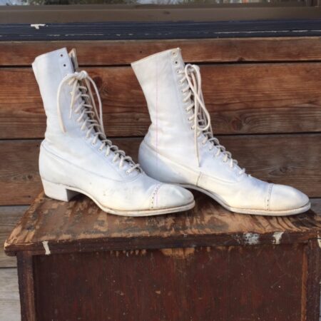 Antique Edwardian white boots size 7.5
