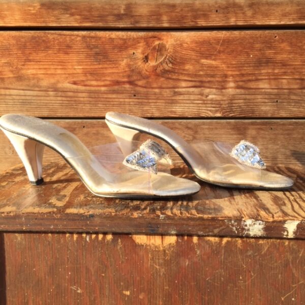 vintage slide plastic and sequinned shoes