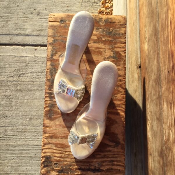 vintage slide plastic and sequinned shoes