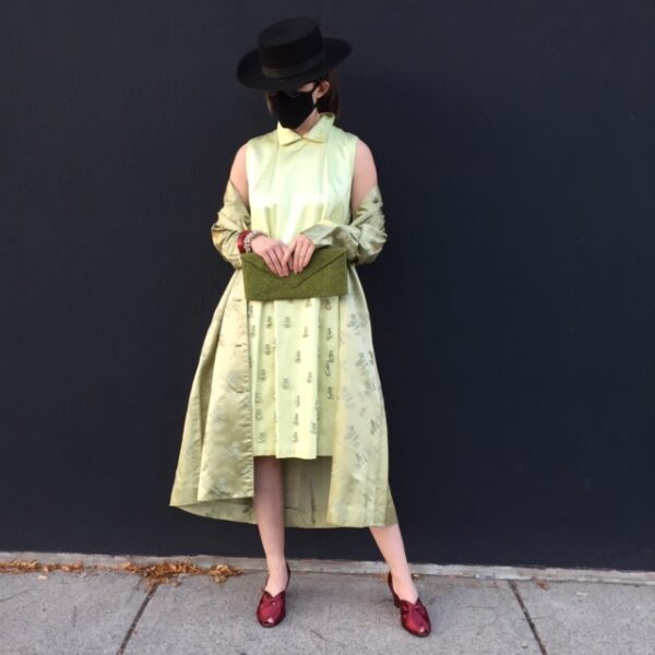 Vintage green silk cocktail coat and dress