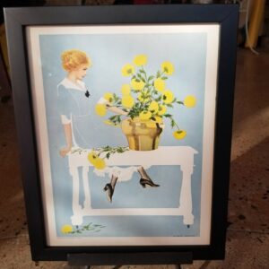 1912 Vintage Art Print Coles Philips Fade Away Girl Yellow Flowers