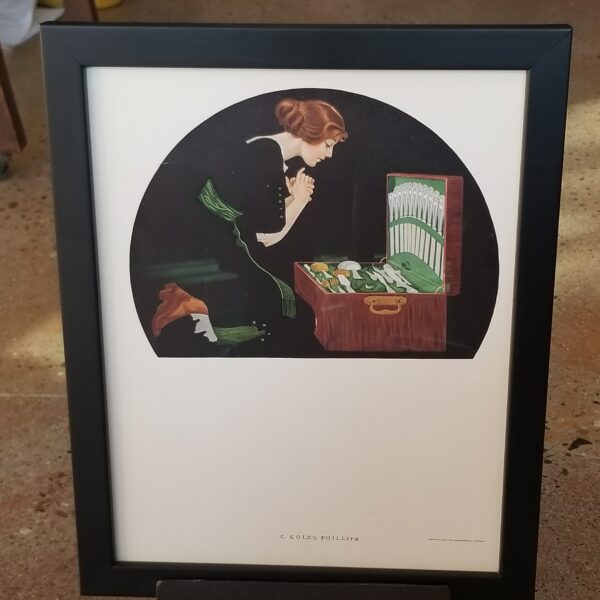 Vintage Art Print Coles Phillips Fade Away Girl Silver Chest