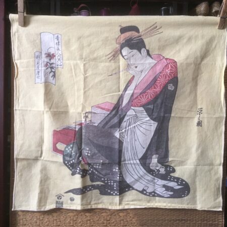 furoshiki woman kneeling