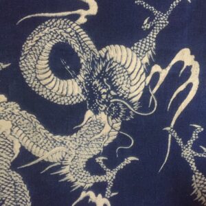 Indigo dyed dragon fabric