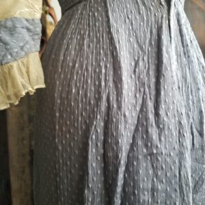Edwardian blue dot dress fabric closeup