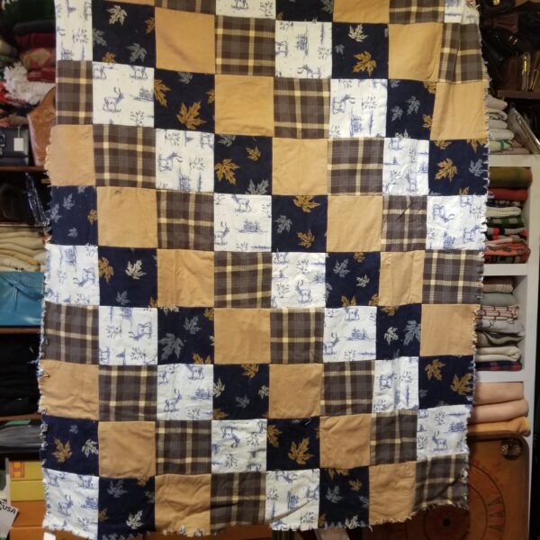 Back view of Blue jean patchwork quilt