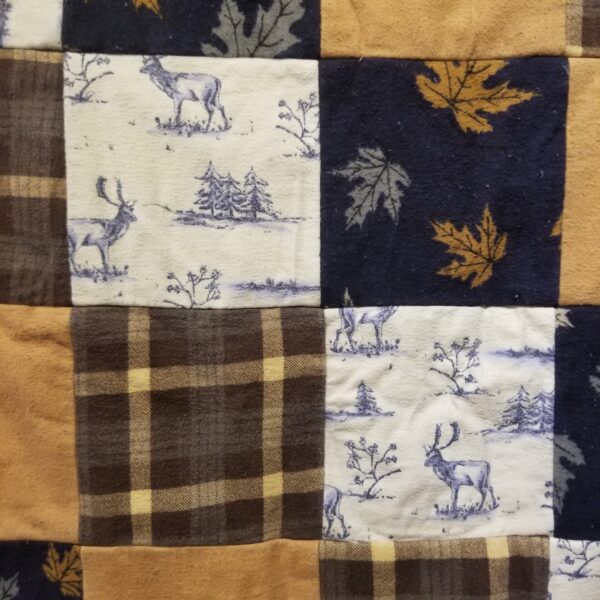 Back view of Blue jean patchwork quilt