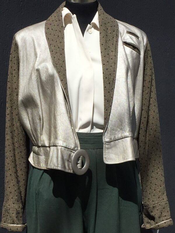 1940s silver leather and tweed jacket