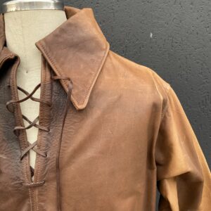 Mens Leather shirt 1970s collar detail