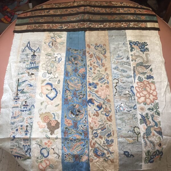 antique chines sleeve band sampler textile