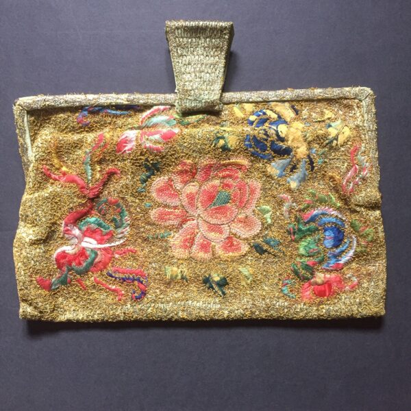 Antique Chinese silk embroidered evening bag