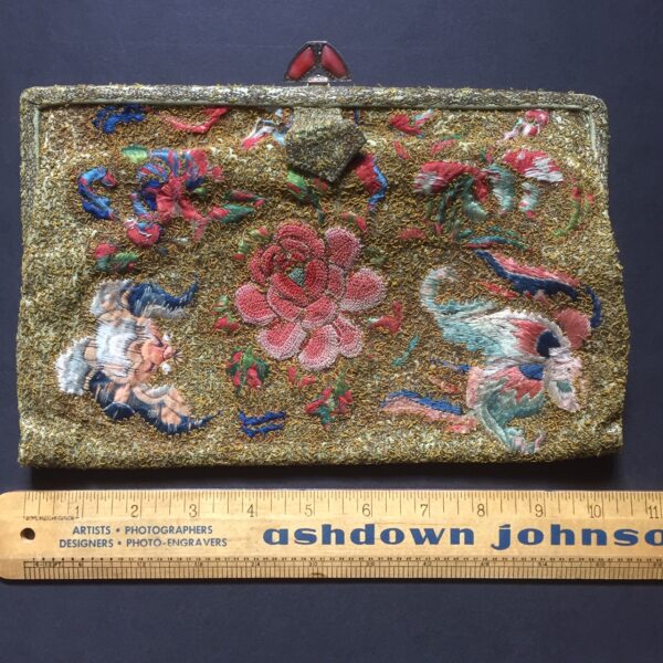 Antique Chinese silk embroidered evening bag