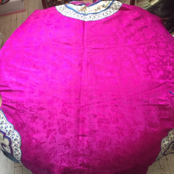 Antique Chinese Fuschia silk embroidered robe