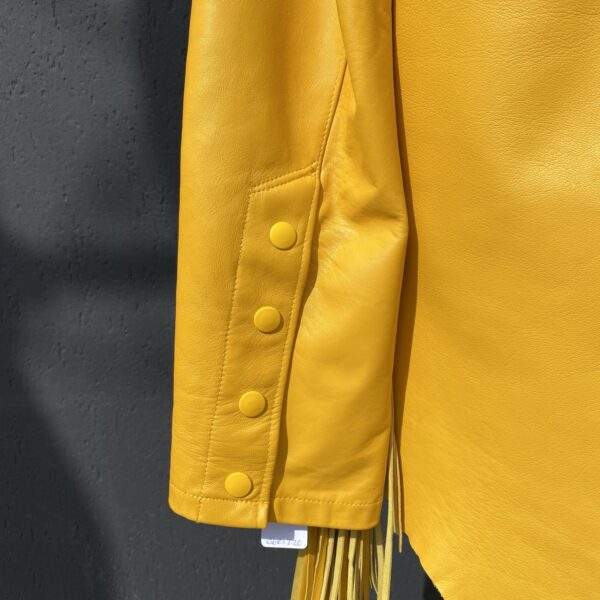 Call and Response yellow leather fringed jacket