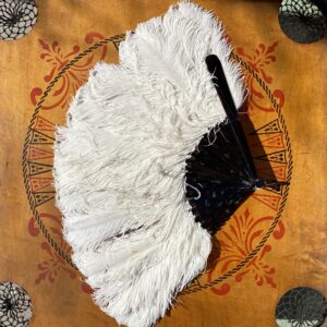 white ostrich feather fan
