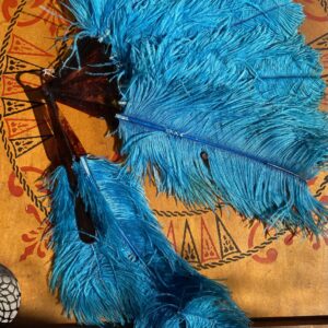 blue ostrich feather fan