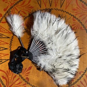 Black and white ostrich feather fan