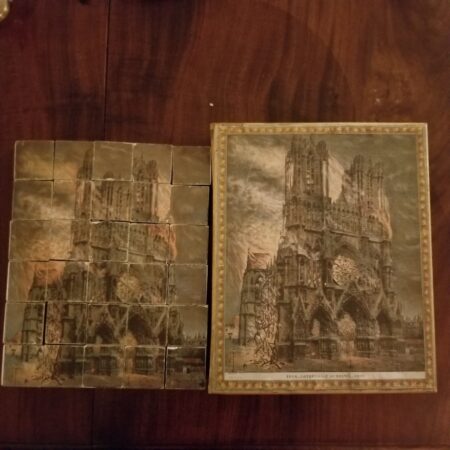 Antique set of boxed blocks of Rheims cathedral