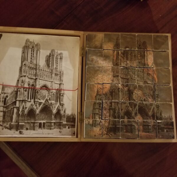 Antique set of boxed blocks of Rheims cathedral