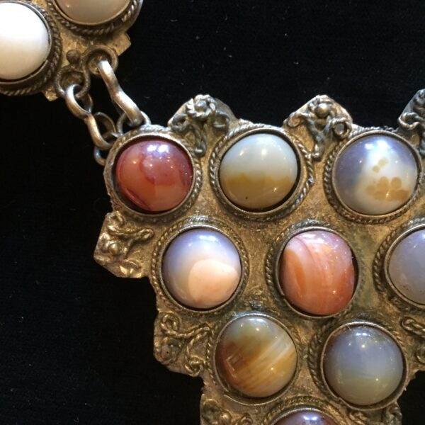 Close up multi stone India silver necklace