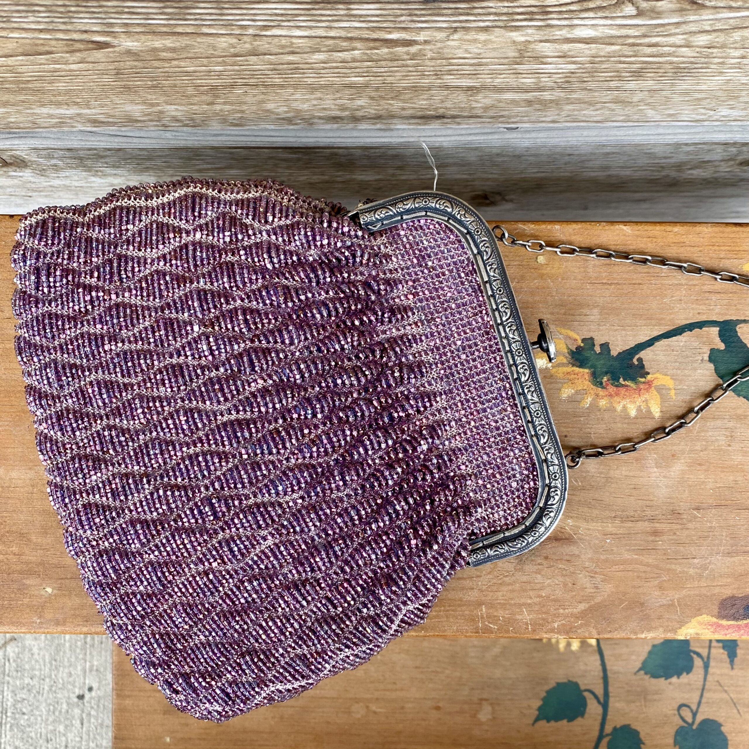 1930s beaded purple beaded evening bag