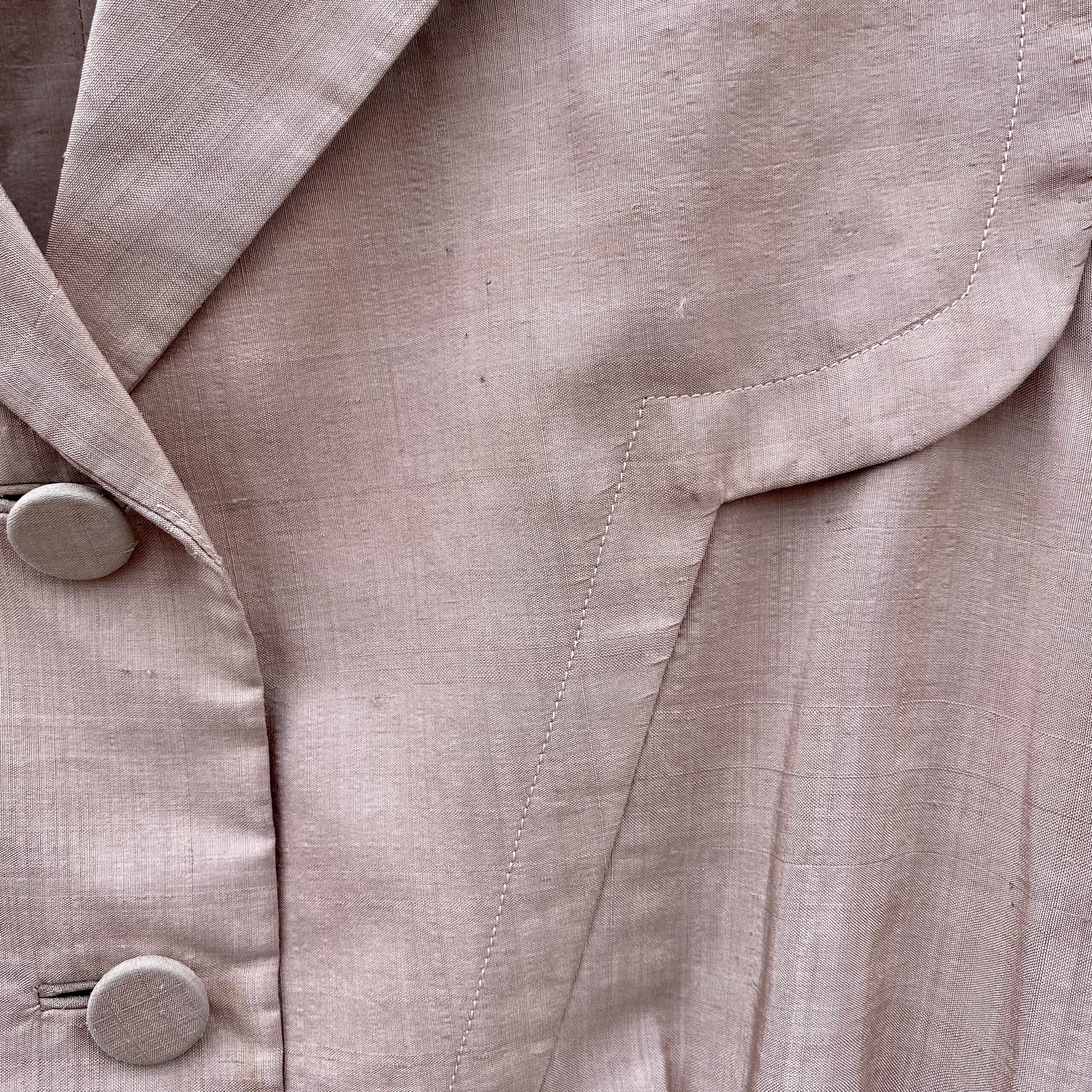 Vintage 1940s woman's pink silk suit