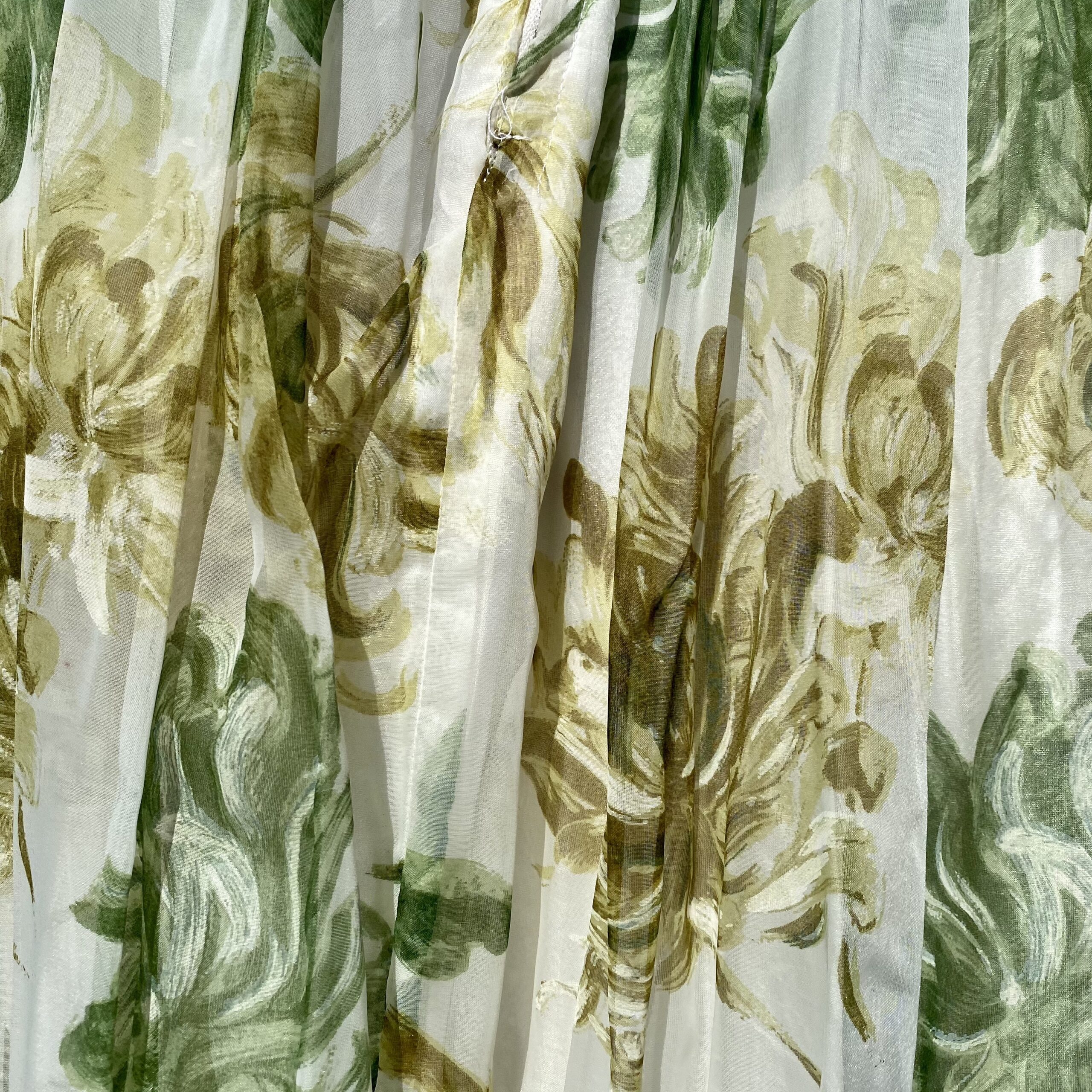 green and white nylon prom dress fabric detail