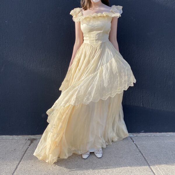 woman in organza gown