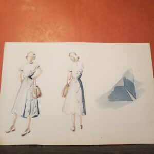 Drawing 1940 handbag and dress