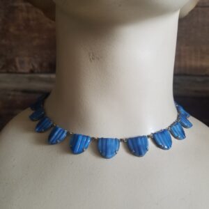 Art deco blue glass necklace