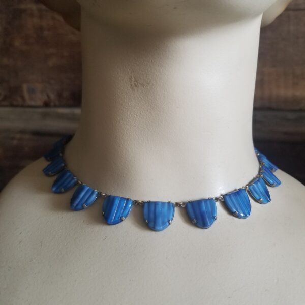 Art deco blue glass necklace