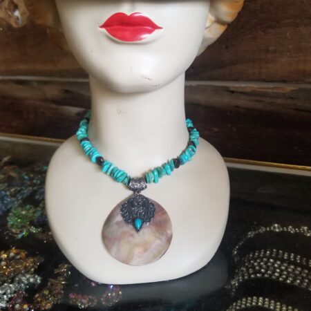 necklace turquoise and mother of pearl