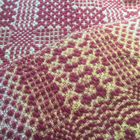 yellow red overshot coverlet
