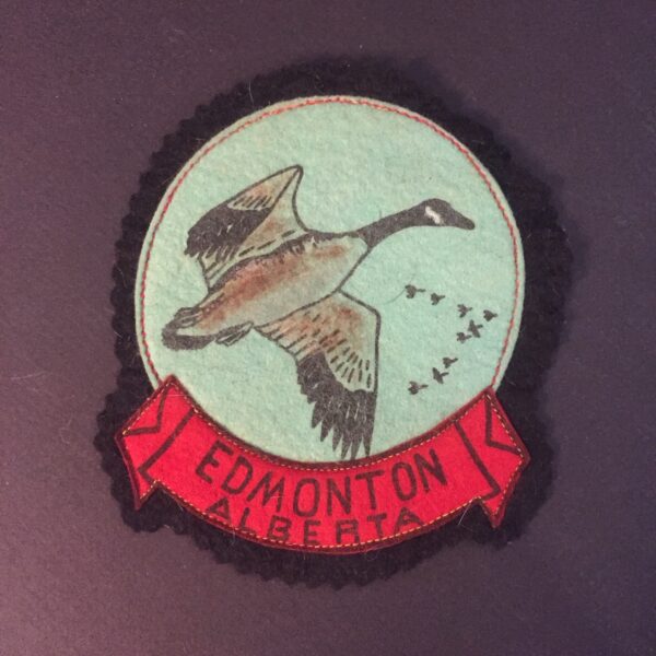 Edmonton Alberta badge made of screened and painted felt