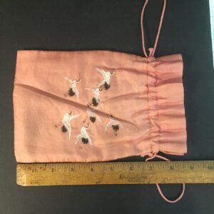 Silk bag w handpainted cranes