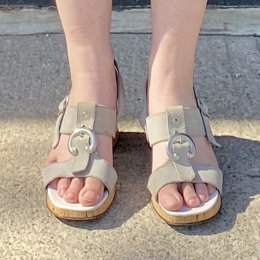 suede and cork sandals