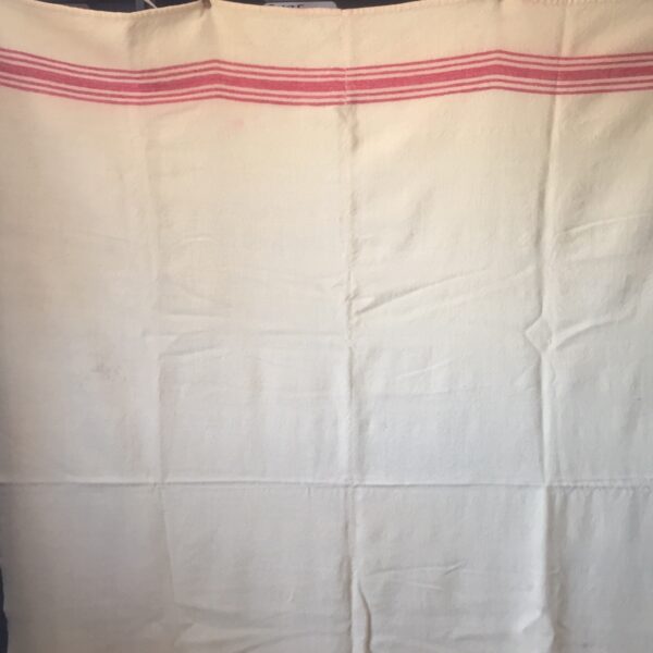 Rental only blanket - off white with red bands