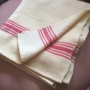Rental only blanket - off white with red bands