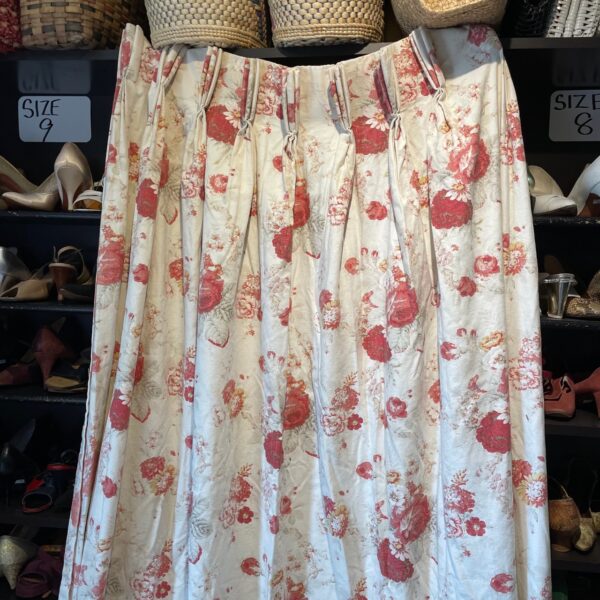 Red and white floral curtains