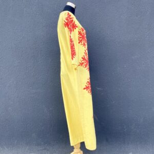 Vintage yellow and red Reverse applique caftan