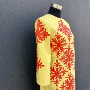 Vintage yellow and red Reverse applique caftan