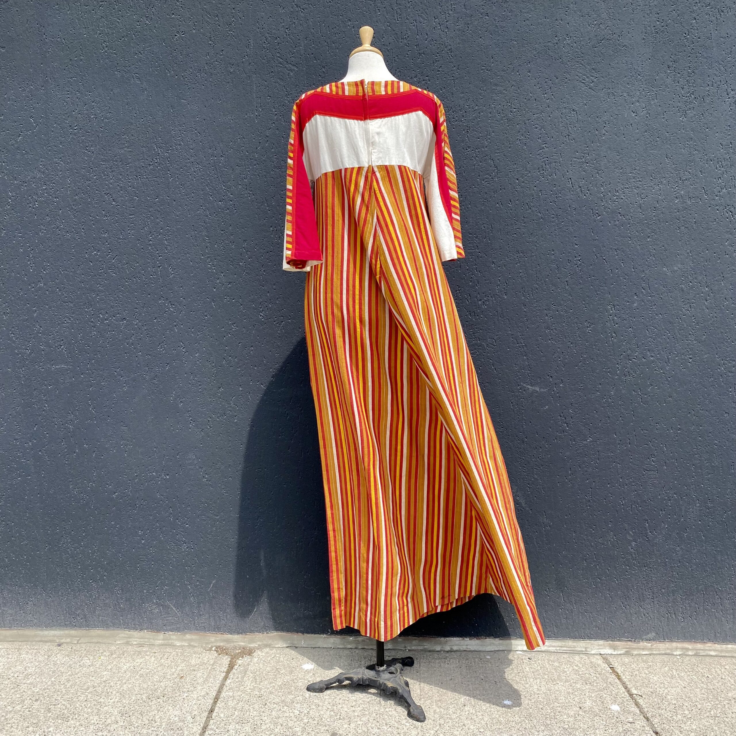 Vintage orange stripe Mexican cotton caftan