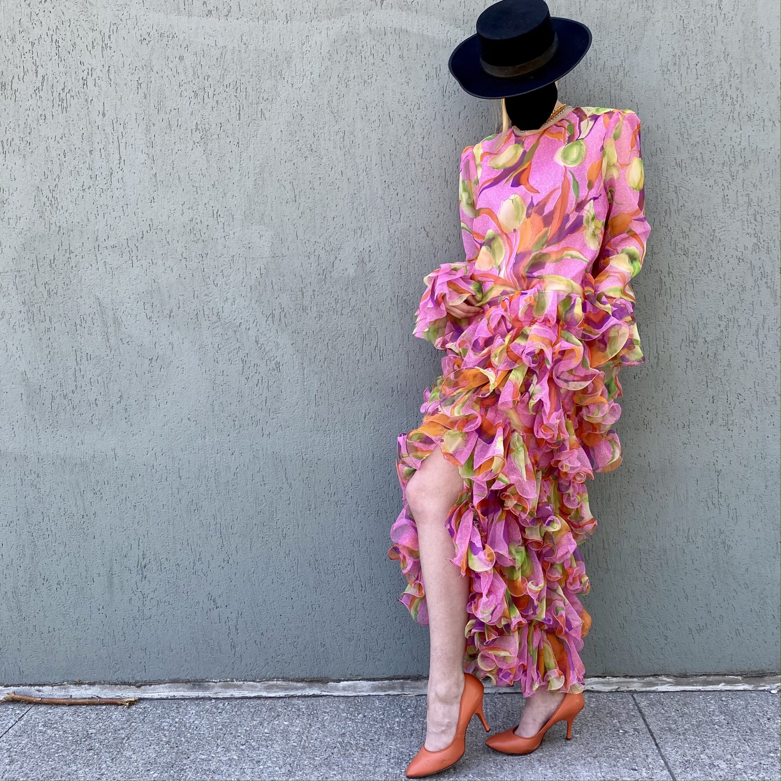 Mullock Pink Tropical Ruffle Dress