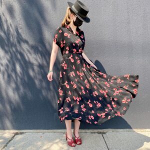 1940's Rayon Rose Print Dress