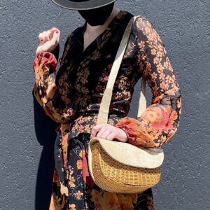 Italian Leather and Straw Purse