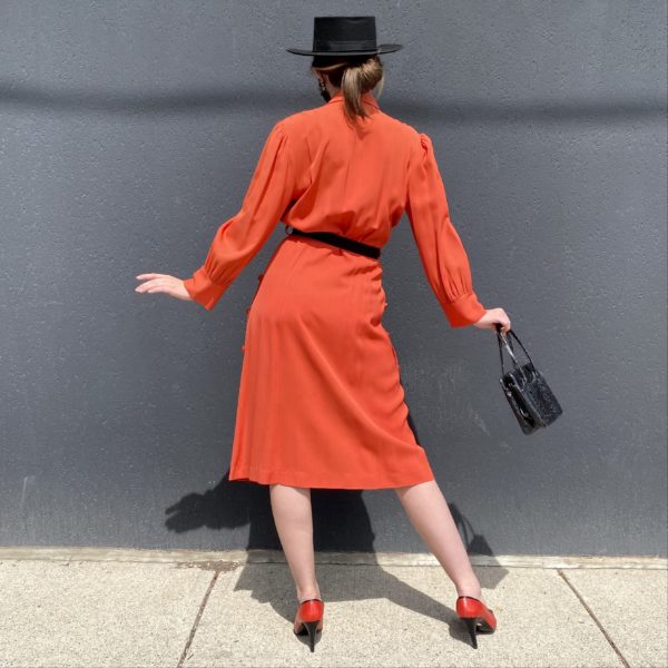 1940's Persimmon red Rayon Dress