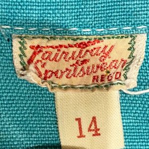 1940s Play Suit capri pants and jacket label
